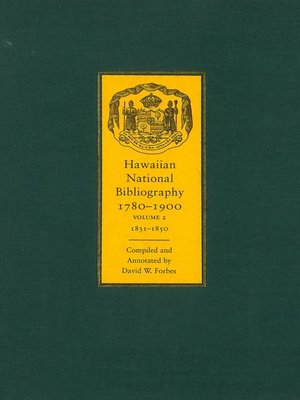cover image of Hawaiian National Bibliography, 1780-1900, Volume 1